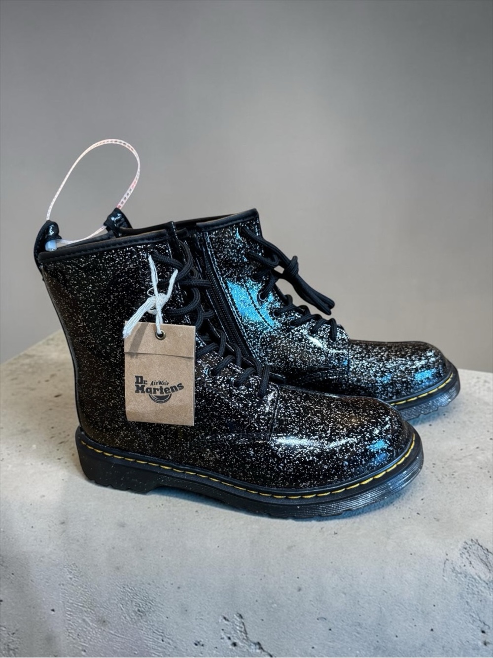 Dr. Martens 1460 Junior Cosmic Glitter Boots Black Size 6